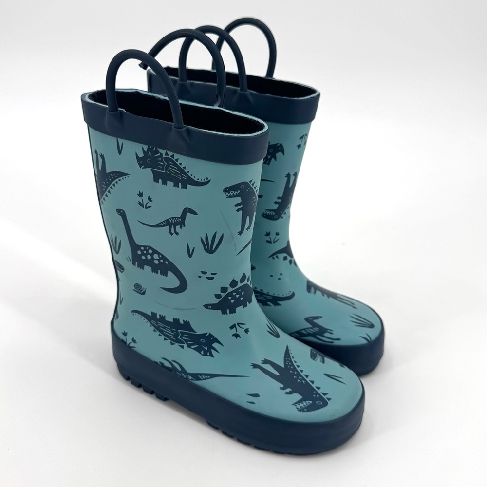 Tucker + Tate Kids Blue Dinosaur Print Rain Boots Size 8 *FLAW*